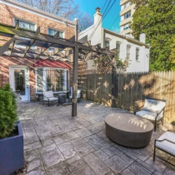 Private Rear Patio: Weber Grill & Seating with Table. Private rear patio with Weber grill, Restoration Hardware seating, and table.